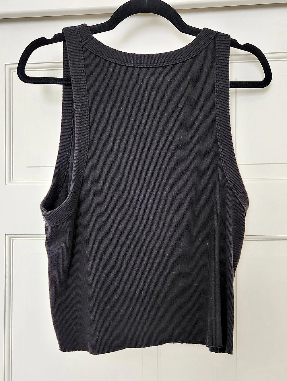 aerie Ribbed Crop Tank Top in Black Size XXL